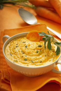Creamy Cream-Less Carrot Soup (Parve) GF