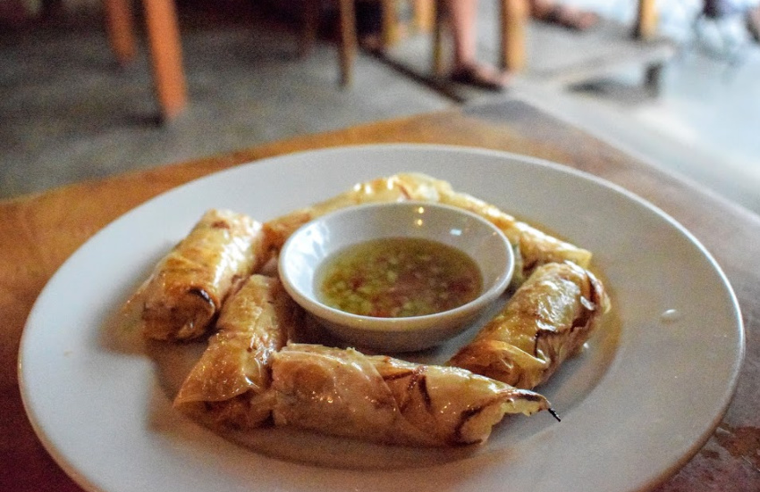 beach restaurant in Thailand thai spreing rolls thai food guide